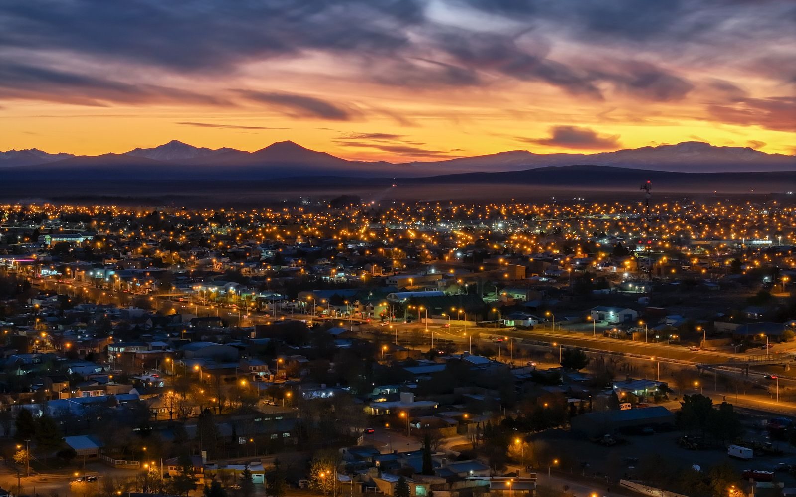 Vista de Zapala, Neuquén, al atardecer